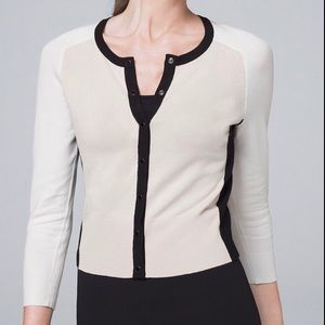 White House Black Market Color Block Cardigan EUC